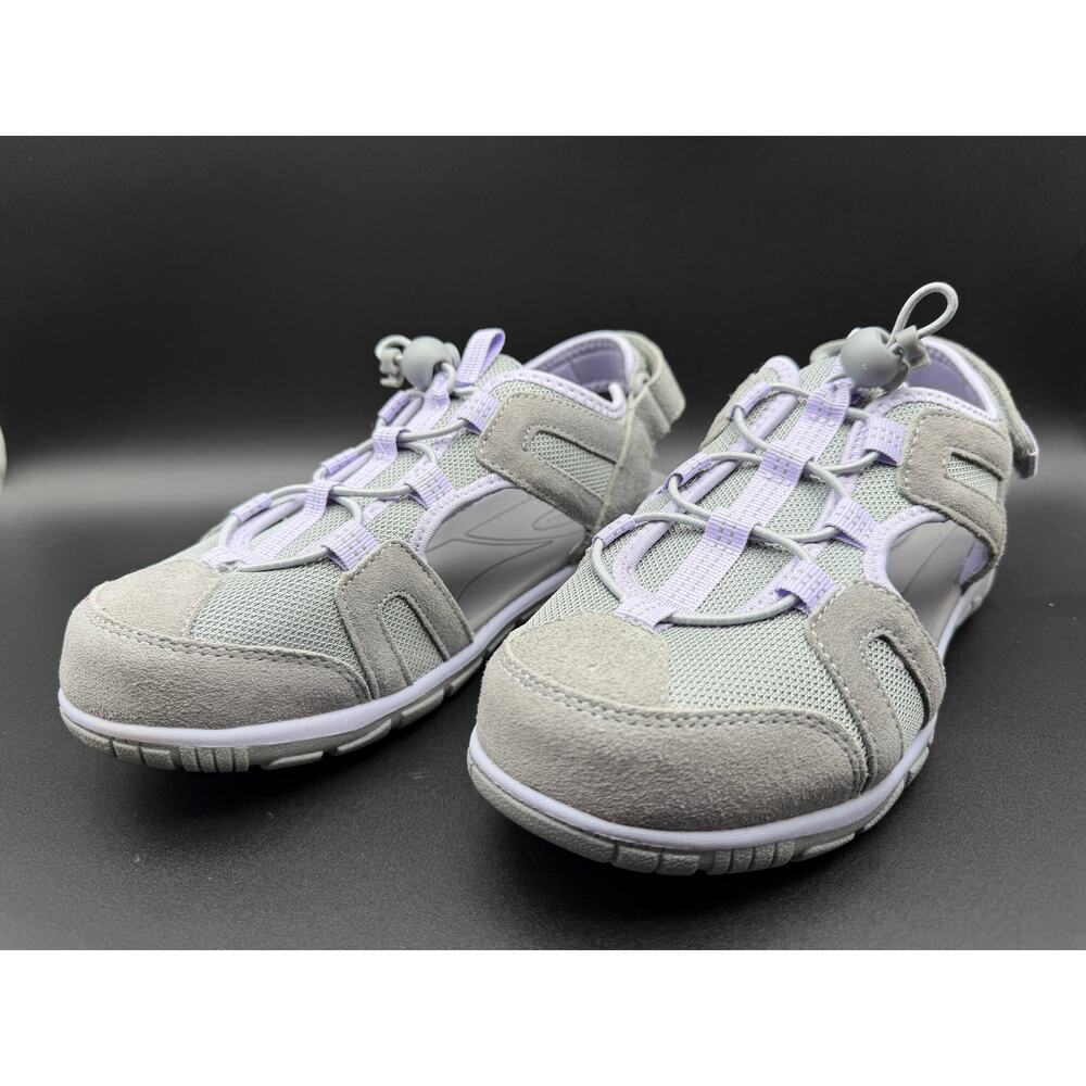 Lands’ End Women’s Sport Sandals Size 8.5 Gray Purple Hiking Water Shoes Comfort